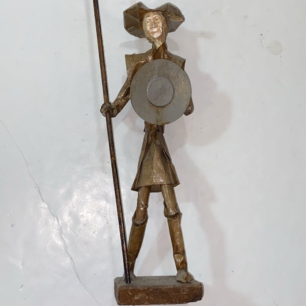 VTG, Mid-Century Paper Mache Figurine Don Quixote Art Hand Crafted From Mexico